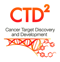 Illustration of DNA strand dissolving into molecules. Text reads "CTD2 Cancer Target Discovery and Development."