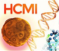 A collage of images that include a cell, a deoxyribonucleic acid (DNA) double hilux, and medical pills. Text reads "HCMI" above these items.