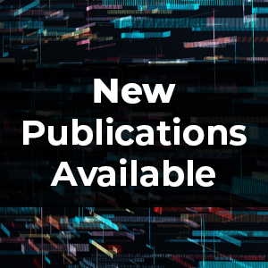 data themed imagery with text reading, "New Publications Available"