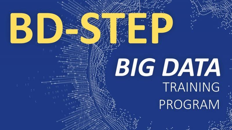 BD-STEP Big Data Training Program on blue particle explosion background