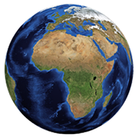 Graphic of planet Earth with the continent of Africa as the focal point