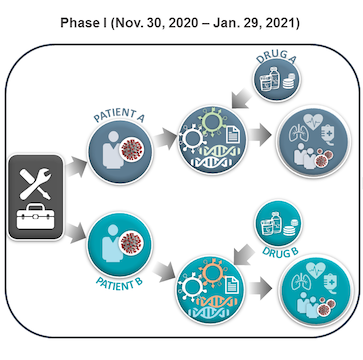 Depiction of the first phase for conducting the COVID-19 Precision Immunology App-a-thon. Phase 1 willl take place from November 30, 2020 - January 29, 2021.