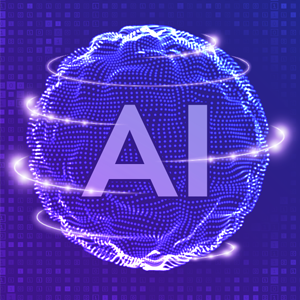 AI on blue data science background