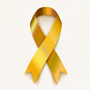 Gold ribbon representing National Childhood Cancer Awareness month.