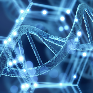 Stylized graphic showing a DNA double helix