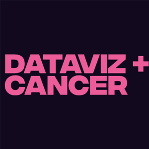 Text reads "Dataviz + Cancer" in pink letters against a dark background.