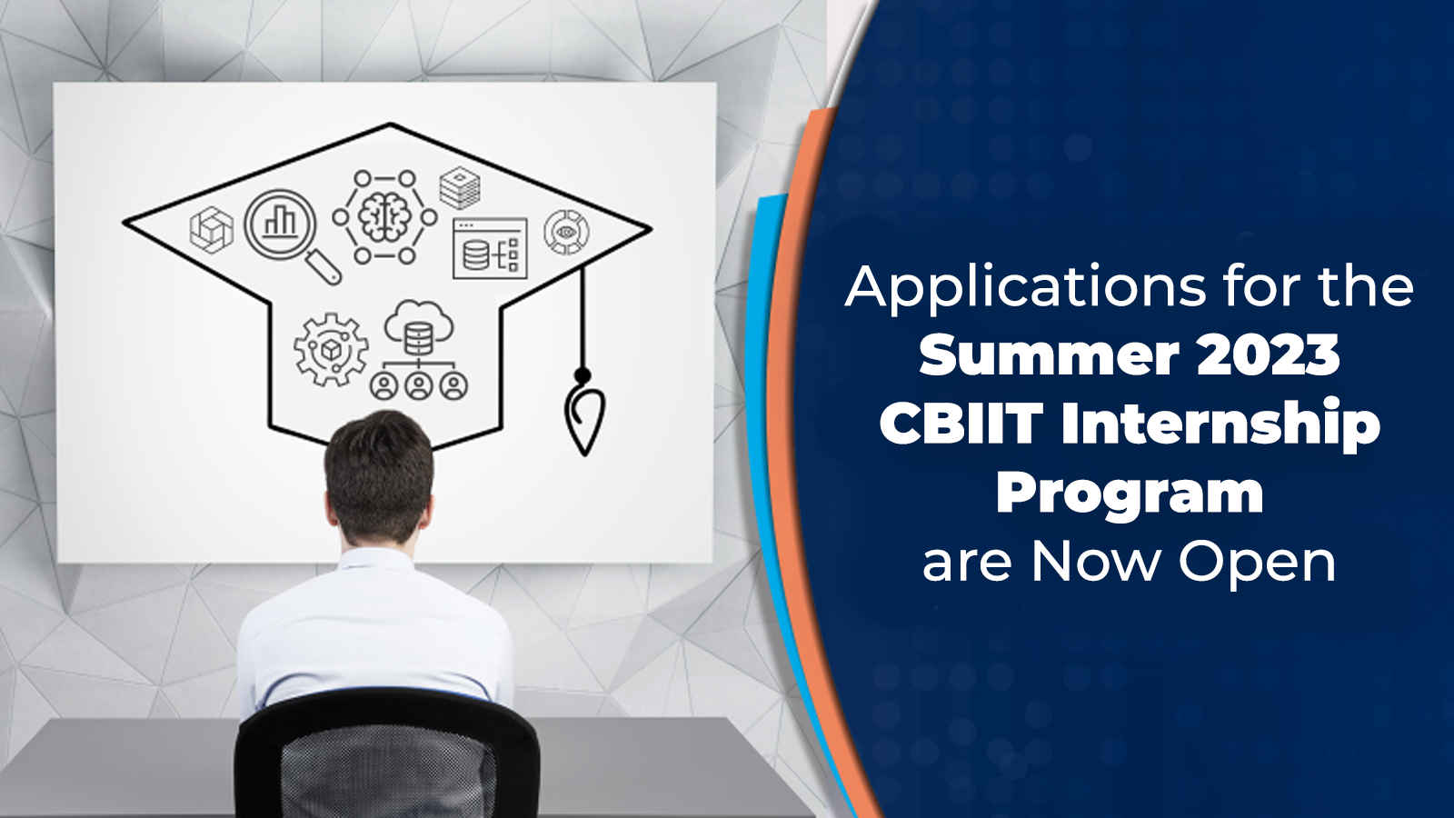 Data science education imagery with text that reads, "Applications for the Summer 2023 CBIIT Internship Program are Now Open"