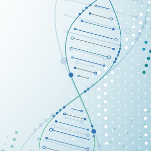 Illustration of a DNA hilux. Left background is bare while the right background depicts a sequence of dot columns.