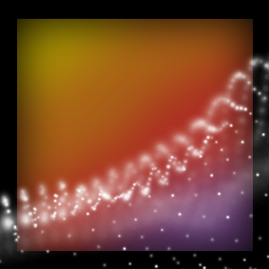 Abstract illustration of a 3D plot over an yellow, orange, and purple gradient background.