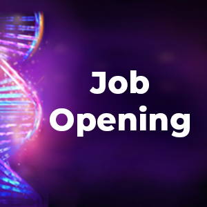 Purple and blue DNA strand. Text reads, "job opening." 