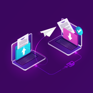 data security isometric concept vector. Open laptop, envelope with message on screen and flying paper airplane