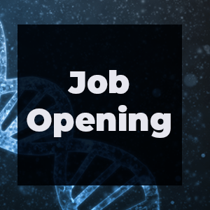 Job Opening. DNA strand in the background. 