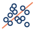 Scatter plot chart icon with multiple clustered blue circles. An orange trend line intersects the cluster identifying a possible pattern to the data. 