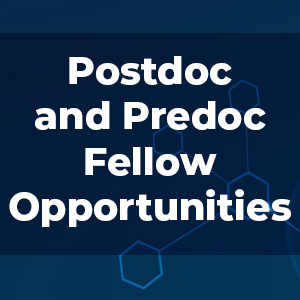 connected hexagons in the background. Text reads "Postdoc and Predoc Fellow Opportunities"