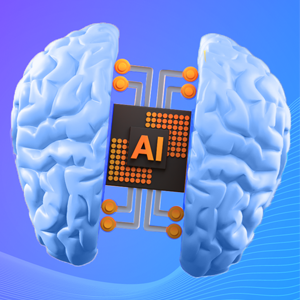 Icon of a brain with connectors that represent artificial intelligence