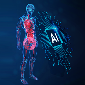 Scan of the human body with AI logo