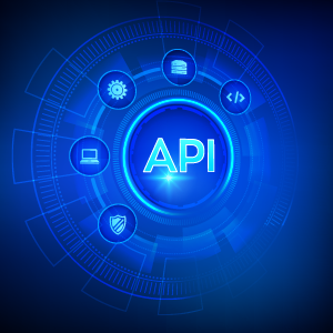 Application Programming Interface API on blue background