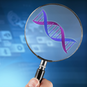 Spyglass hovers over a strand of double helix strand of DNA.  